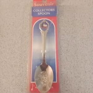 Vintage Collectors Silver Tone Travel Souvenir Spoon, "TEXAS" W/Flag Charm, NIB